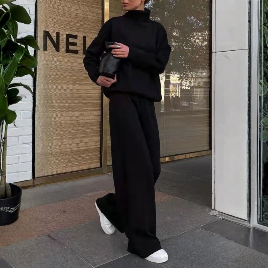 TADUM™ - Cozy Long-Sleeve Turtleneck Top and Wide-Leg Pants Set