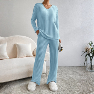 ENLINS™ - Casual Long-Sleeve V-Neck Top and Pants Set
