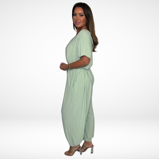 Elena | Relaxed V-Neck Jumpsuit with Waist Tie