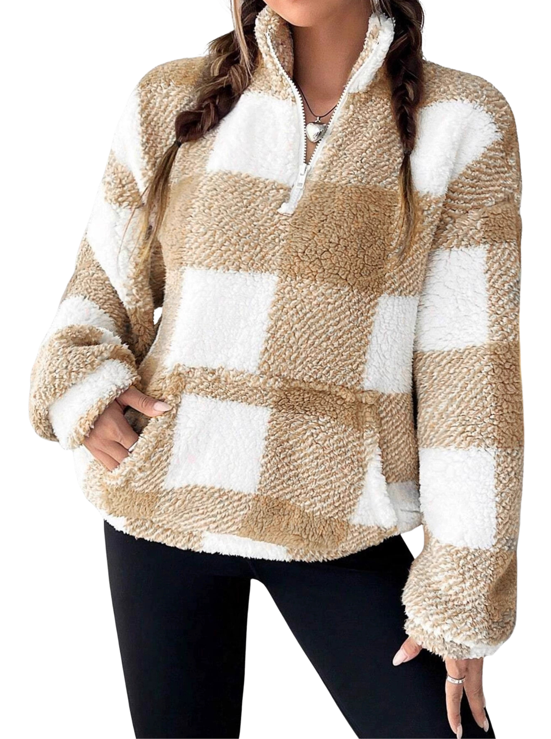 HILARY™ - Casual Plaid Half-Zip Pullover
