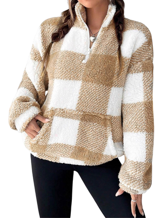 HILARY™ - Casual Plaid Half-Zip Pullover