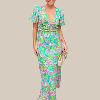 LUCIA™ | Floral V-Neck Maxi Dress