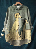 Hélène | Women's Elegant Dog Print Casual Shirt