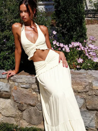 ARIYA™ - Chic Plunge Neck Summer Two-Piece Outfit