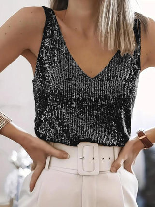 GRACE™ - Glitter Sequin V-Neck Tank Top for Summer Nights