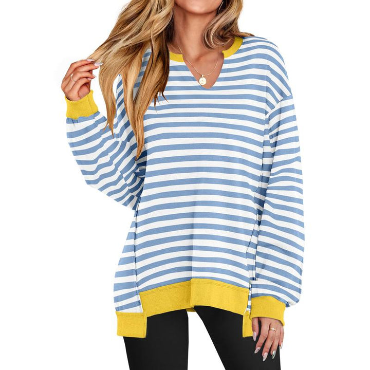 GENEVA™ - Casual Lightweight V-Neck Oversized Long-Sleeve Sweatshirt