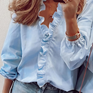 MAISY™ - Ruffled V-Neck Blouse