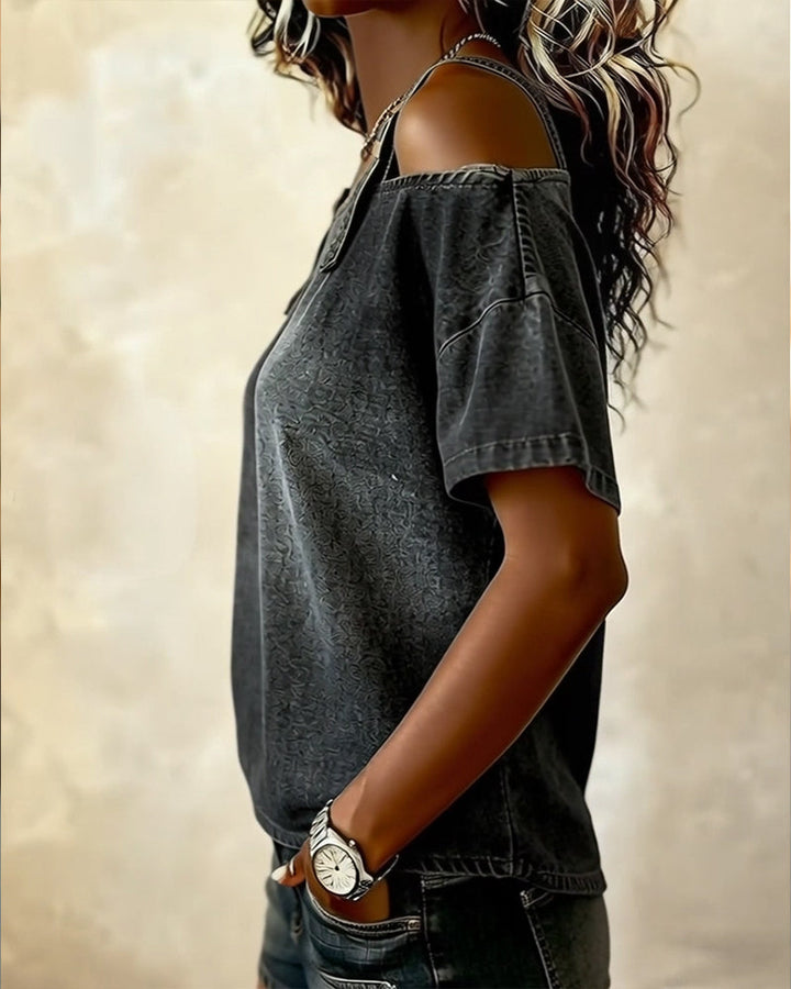 LIVIA | Off-Shoulder Denim Shirt