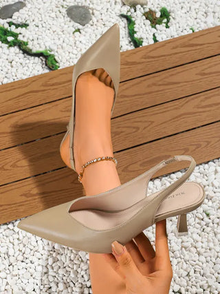 AMIRA™ - Women's PU Leather Slingback Heels Simple Solid Colour Pointed Toe Pumps