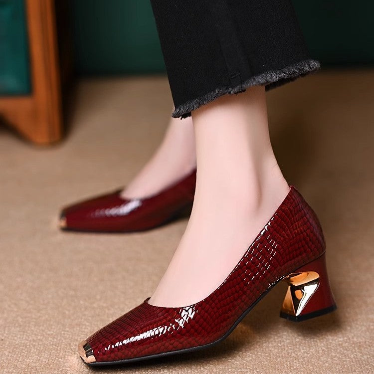 MAELYS | Snake-Effect Shoes with Chunky Heel