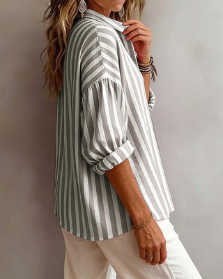 Maura | Striped Loose Blouse with Collar