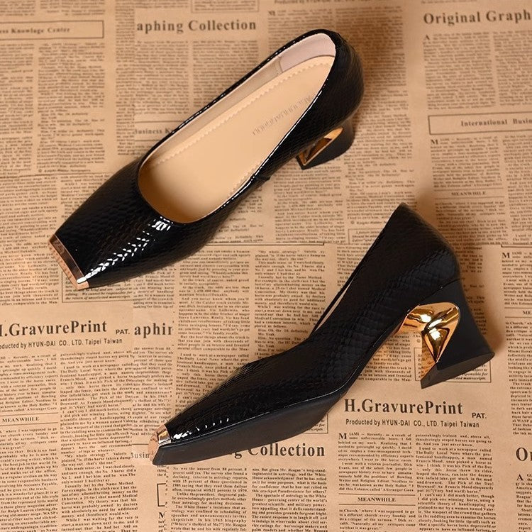 MAELYS | Snake-Effect Shoes with Chunky Heel
