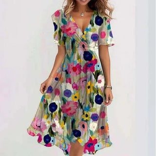 ELIRA | Women's Casual Printed V-Neck Dress