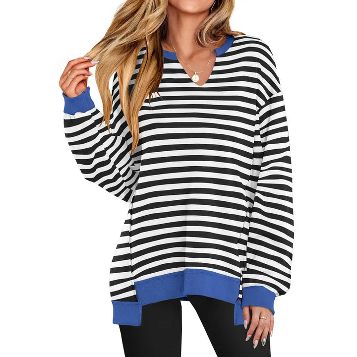 GENEVA™ - Casual Lightweight V-Neck Oversized Long-Sleeve Sweatshirt