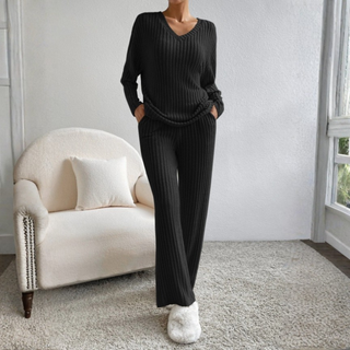 ENLINS™ - Casual Long-Sleeve V-Neck Top and Pants Set