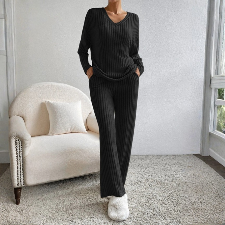 ENLINS™ - Casual Long-Sleeve V-Neck Top and Pants Set