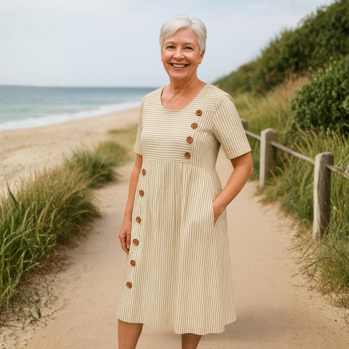 Brienne | Striped Midi Dress - Effortless Comfort, Everyday Confidence