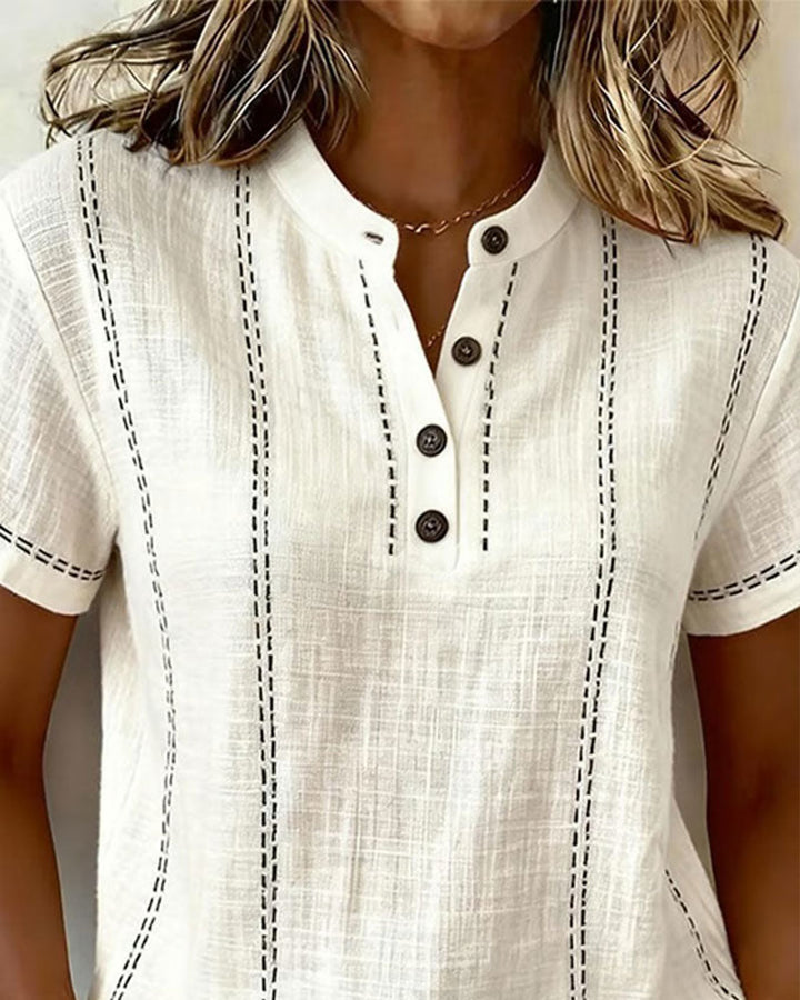 Marisela | Casual T-Shirt with V-Neck Button