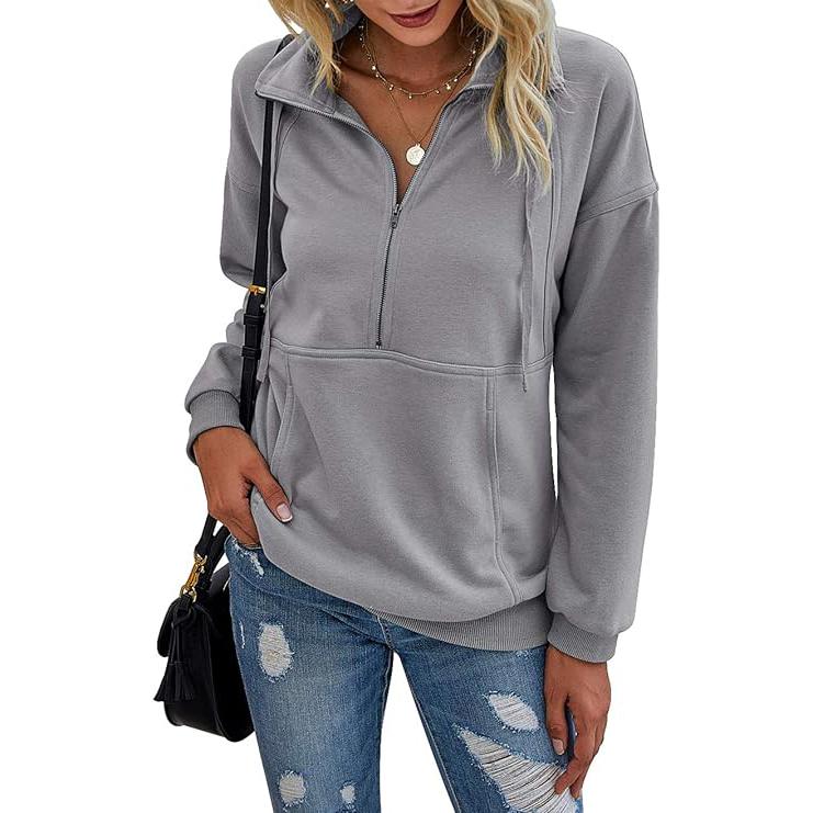 ANNIE™ - Women's Lapel Zip-Up Casual Pullover Sweatshirt
