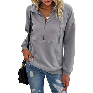 ANNIE™ - Women's Lapel Zip-Up Casual Pullover Sweatshirt