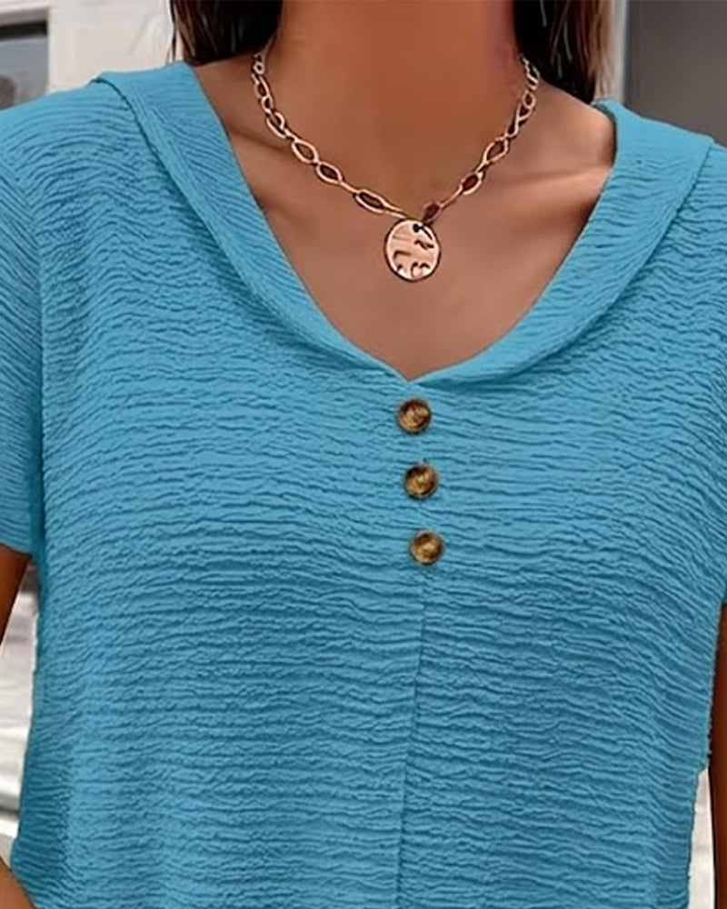 Marina | Peter Pan Collar T-Shirt with Buttons