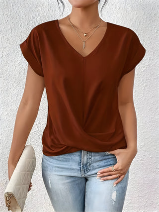 MEIKA™ - Classic Twist Detail V-Neck Top