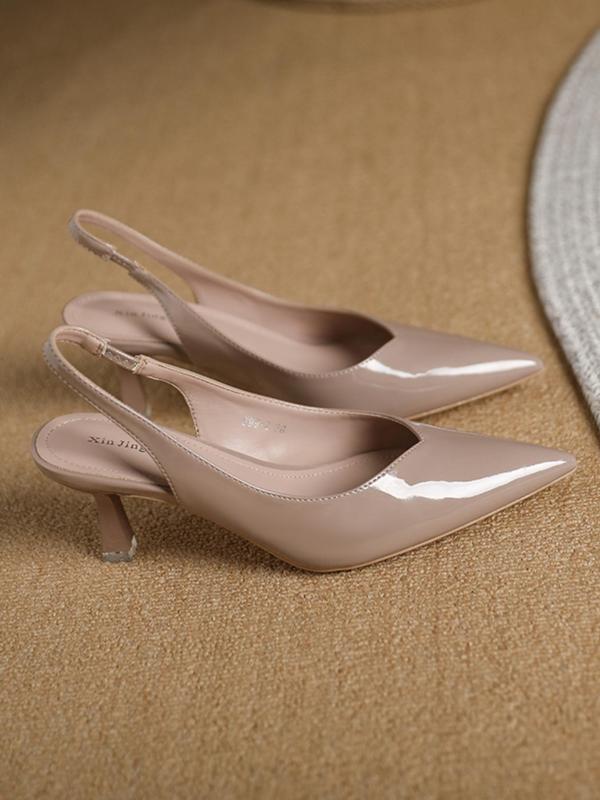 AMIRA™ - Women's PU Leather Slingback Heels Simple Solid Colour Pointed Toe Pumps