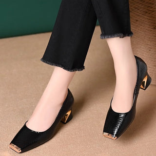 MAELYS | Snake-Effect Shoes with Chunky Heel