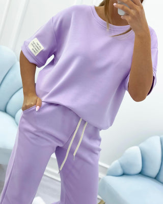 ELENZA | Women's Casual Two-Piece Set with Solid Top and Trousers