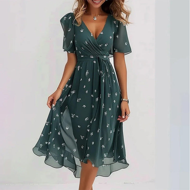 ELIRA | Women's Casual Printed V-Neck Dress