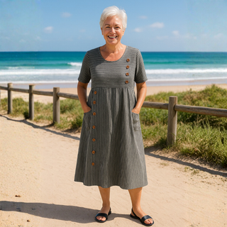 Brienne | Striped Midi Dress - Effortless Comfort, Everyday Confidence