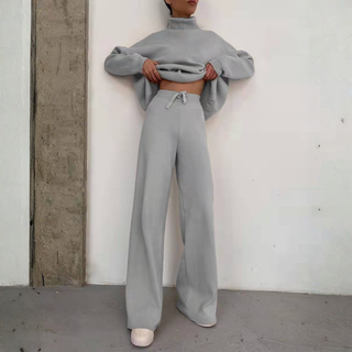 TADUM™ - Cozy Long-Sleeve Turtleneck Top and Wide-Leg Pants Set