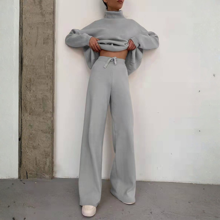 TADUM™ - Cozy Long-Sleeve Turtleneck Top and Wide-Leg Pants Set