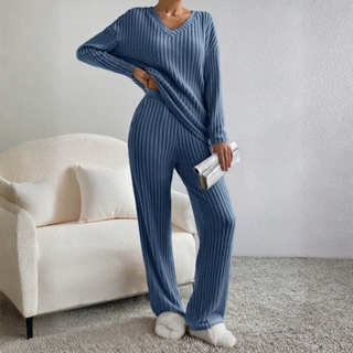 ENLINS™ - Casual Long-Sleeve V-Neck Top and Pants Set