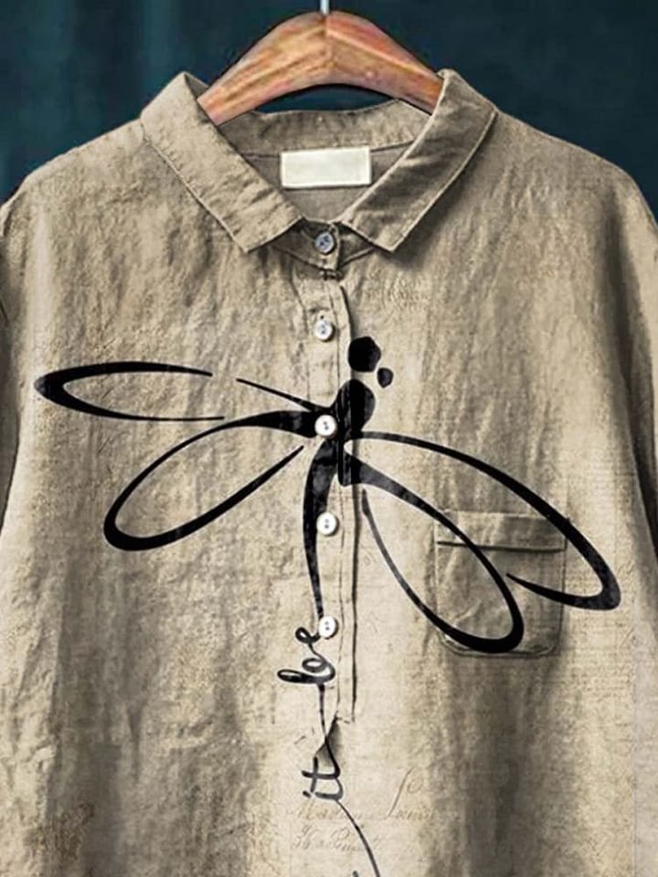 Anaïs | Women's Graceful Dragonfly Print Casual Shirt