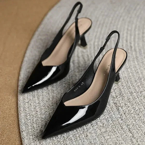 AMIRA™ - Women's PU Leather Slingback Heels Simple Solid Colour Pointed Toe Pumps