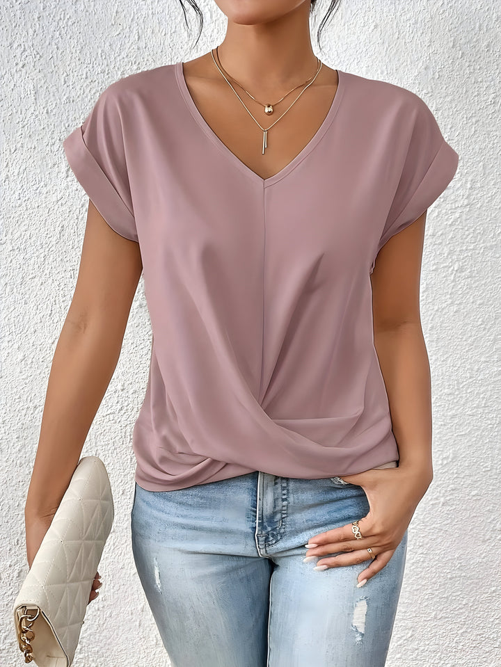 MEIKA™ - Classic Twist Detail V-Neck Top