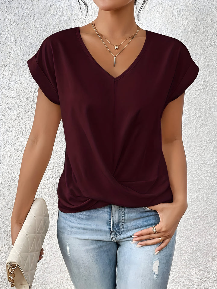 MEIKA™ - Classic Twist Detail V-Neck Top