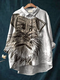 Daisy | Women's Artistic Puppy Sketch Print Casual Shirt
