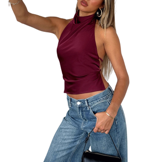 CHINIE™ - Chic Sleeveless Halter Neck Blouse