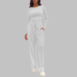 JANNY™ - Casual Long-Sleeve Top and Wide-Leg Pants Set