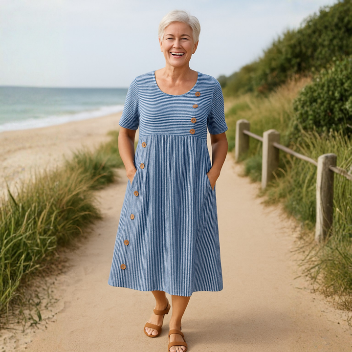 Brienne | Striped Midi Dress - Effortless Comfort, Everyday Confidence