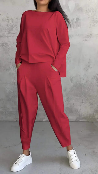 AMELIA | Casual Two-Piece Set with Round Neck and Long-Sleeves