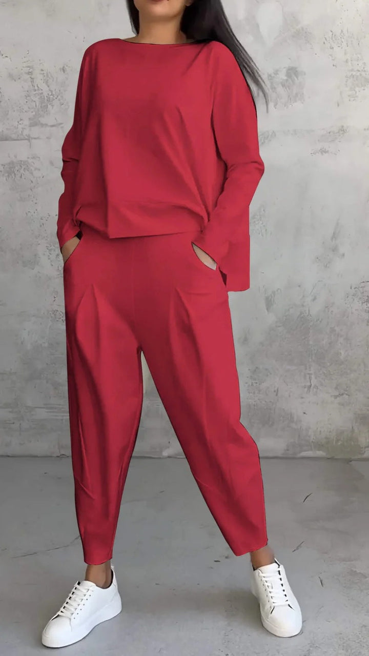 AMELIA | Casual Two-Piece Set with Round Neck and Long-Sleeves