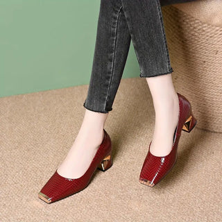 MAELYS | Snake-Effect Shoes with Chunky Heel