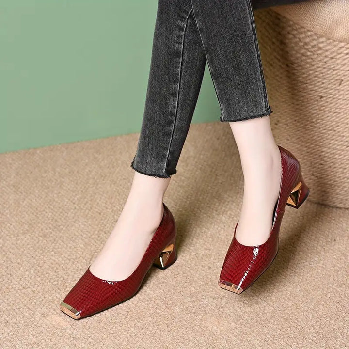 MAELYS | Snake-Effect Shoes with Chunky Heel