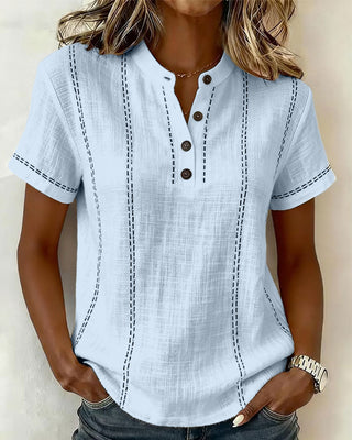 Marisela | Casual T-Shirt with V-Neck Button