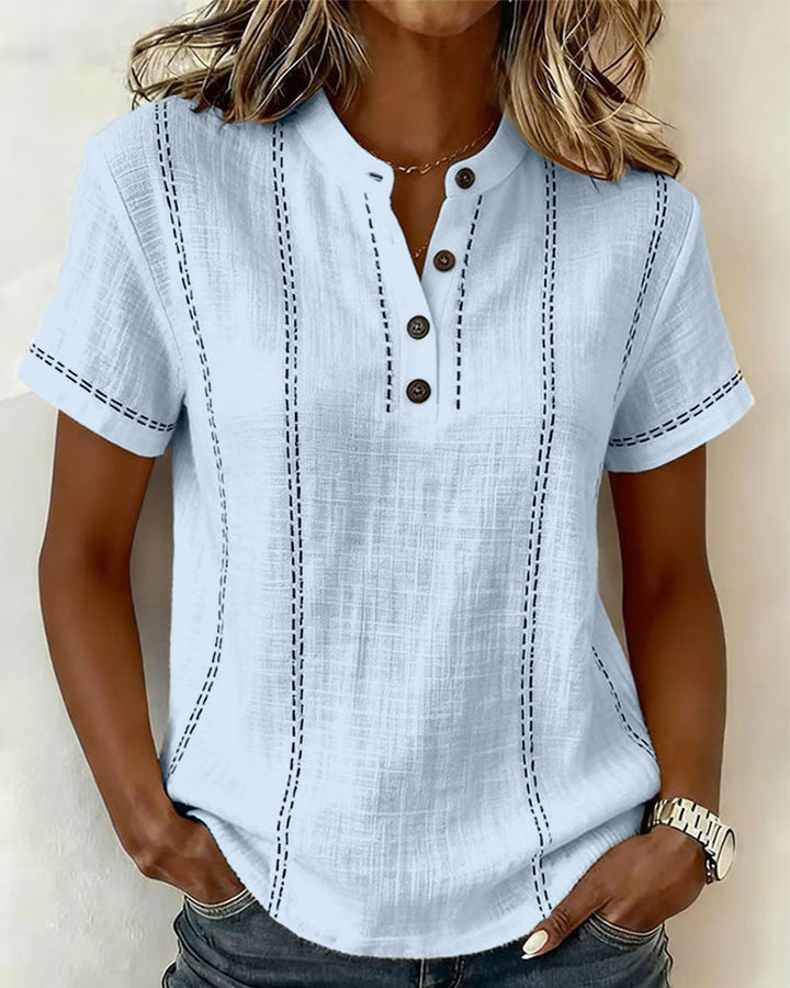 Marisela | Casual T-Shirt with V-Neck Button