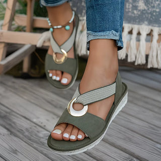 SKYLAR™ | Flat Sandals With Metal Buckle