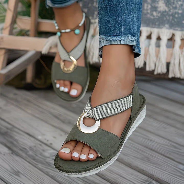 SKYLAR™ | Flat Sandals With Metal Buckle
